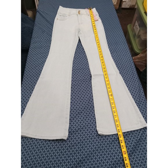 WAIST 30 INCHES SIZE 7 FLARE JEANS STRETCH DENIM BLUE PUSH UP 7-3 CTP1204 SZ7 - Picture 8 of 12